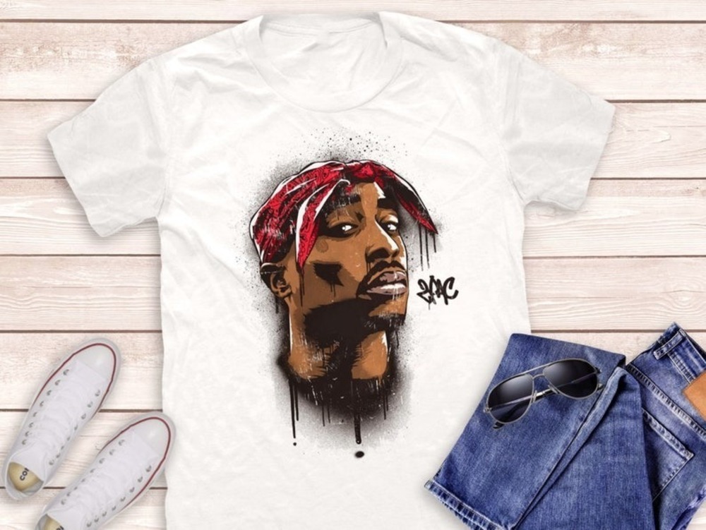 2Pac Tupac Graffiti T-shirt 2Pac Shakur Shirts Hip Hop T-shirts Rap Music